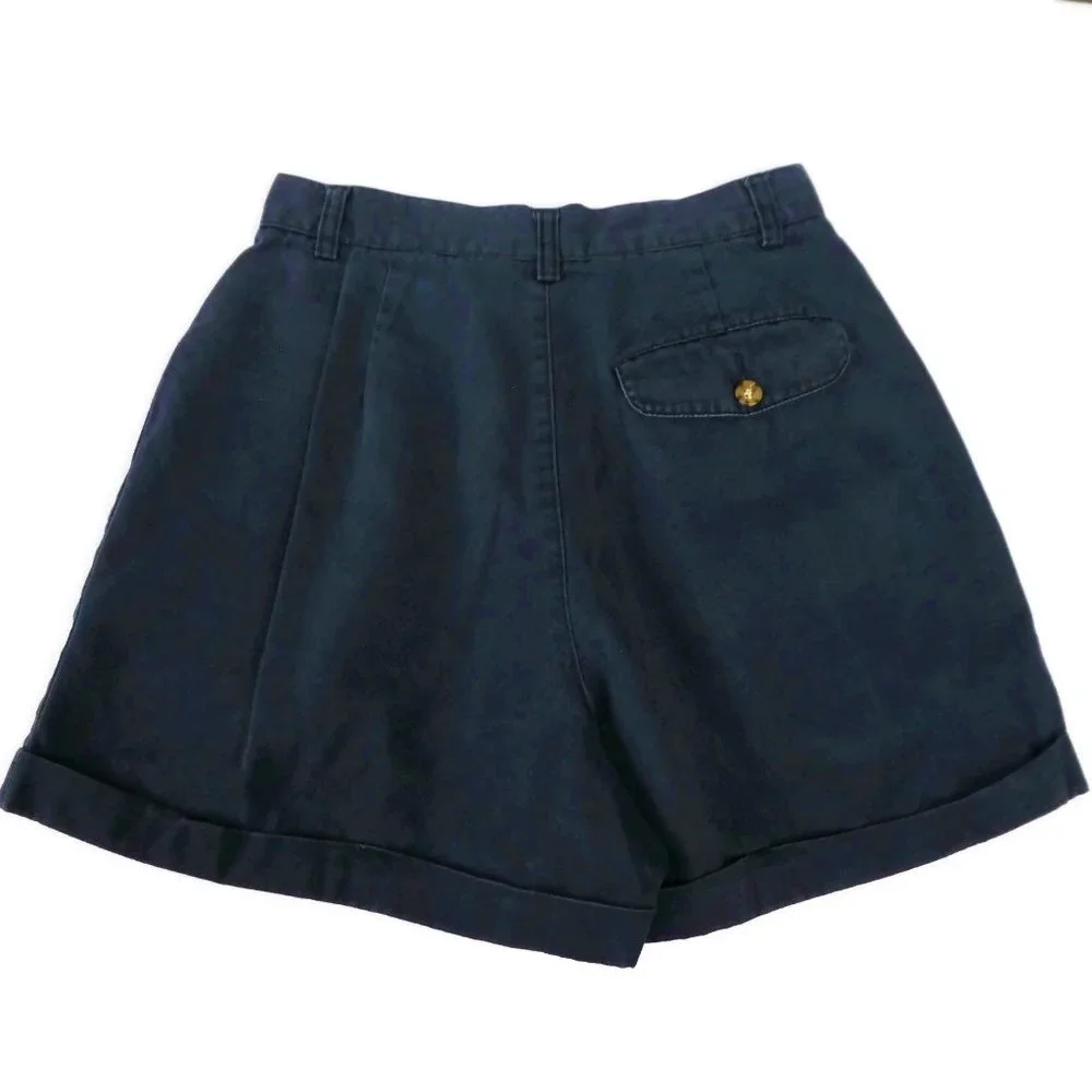 Vintage 80s BWB Best World Shorts Ultra High Waist Pleated Navy Wide Leg 7 / 8
